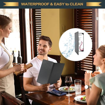 Restaurant Menu Covers Holders 4.25" X 11" | One Pack Leather Double View Menu Holder Covers Book Style with Angled Corners Black for Wine List Bar Hotel Restaurant Cocktail(1 Pack, 2 Views,4.25"x11") - size: 4.25"x11“(2 views/1 pack)
