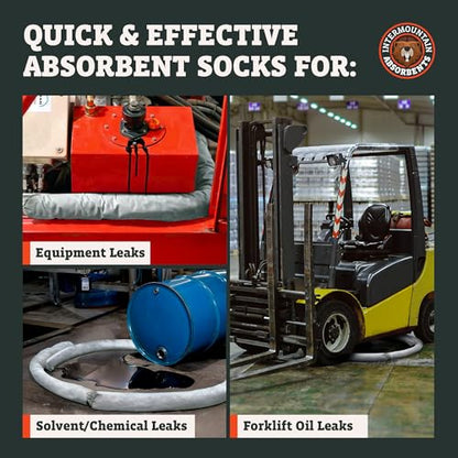 Oil Only Absorbent Socks - 3"x4', 6 Pack - Absorbs Hydrocarbons & Oil Spill Absorbent, Recycled Polypropylene Non-Water Absorbing, Hydraulics Liquid Absorb Sock, Repels Water - size: 3"x4' (6 Pack)