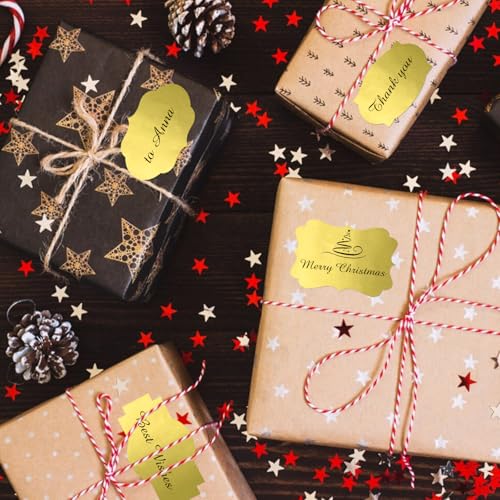 350 PCS Fancy Shape Stickers, 2" x 1.2" Gold Labels for Home, Office, Kitchen, Gifts, Jars, Food Craft - color: Gold, size: 2*1.2 inch
