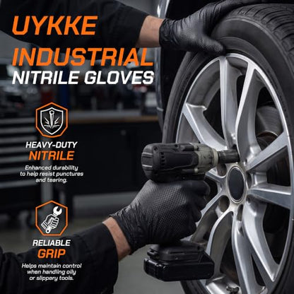 Nitrile Gloves HEAVY DUTY 10 Mil Rubber Black Mechanic Gloves Large - size: Large