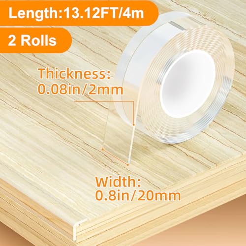 13.12 FT Clear Edge Protector Strip Sharp Edge Wrap Cover Tape,2 Rolls - size: 0.8in x 13.12FT, 2 Rolls, 0 Corners