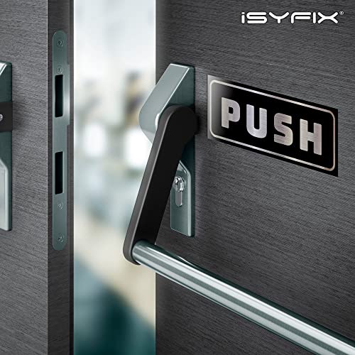 iSYFIX Push Pull Stickers Sign, 5x2 Inch, 2 Pack, Brushed Silver/Black - color: Brushed Silver / Black, size: Horizontal 2x5