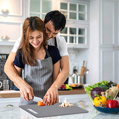 Fotouzy Plastic Utility Cutting Board with Handles, Food Safe PP Material, BPA Free, Dishwasher Safe, Thick Chopping Board, Large Size, Easy Grip Handle, for Kitchen (Gray), 15.5" X 10" - color: Gray