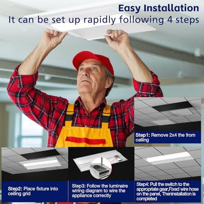 24Pack 2x4 FT LED Center Basket Troffer Light, 5CCT Color Tunable 3000/3500/4000/5000/6500K, Watt Adjustable 72W/60/50/40/30W, 0-10V Dimmable Drop Ceiling Lights, 120-277V-ETL Qualified - size: 2X4 24Pack
