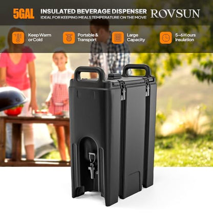 ROVSUN 5Gallon Insulated Beverage Dispenser Ice and Hot Drink Server - size: 5 Gallon