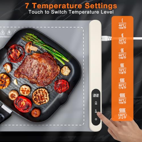 FYY Warming Mat for Food 24"x15", Rapid and Full Surface Heating Gray - color: Gray, size: X Large Size: 24"x15"