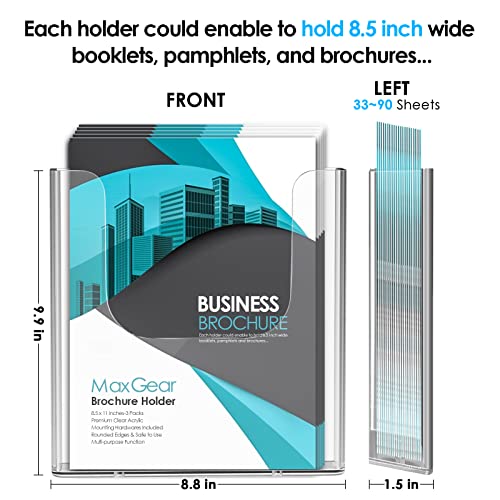 MaxGear Acrylic Brochure Holder 8.5x11 Wall Mount, 4 Pack - size: 8.5"x11"