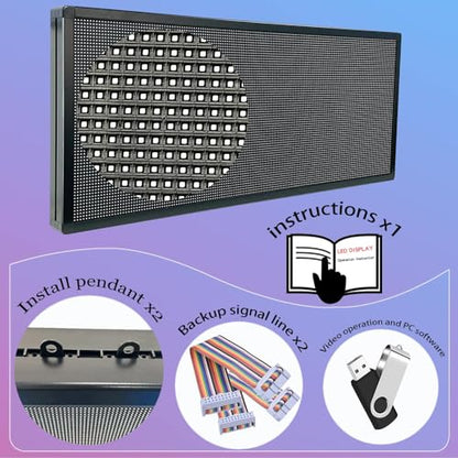 P6 Programmable Led Sign Custom Scrolling Outdoor Digital Signs For Businesses Display Screen Electronic Message Board Stock Ticker Advertising Pixel Led Panel Marquee 40"X17" - size: P6 40"x17"x2.4" Indoor/Outdoor