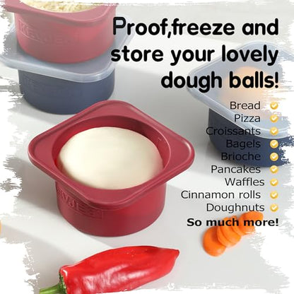 PLUS 1000ml Pizza Dough Proofing Containers, 2-Pack, Cranberry - color: Cranberry