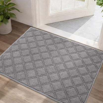 BEQHAUSE Dirt Trapper Door Mat 24" x 36" Non-Slip Washable, Grey - color: Grey, size: 24" X 36" (Rectangular)