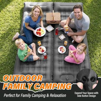 Camping Sleeping Pad, 6 inch Thick Ultralight Camping Mat with Pillow, Built-in Foot Pump Inflatable Sleeping Pads Compact for Camping Backpacking Hiking Traveling Tent,Single,Gray - color: Grey