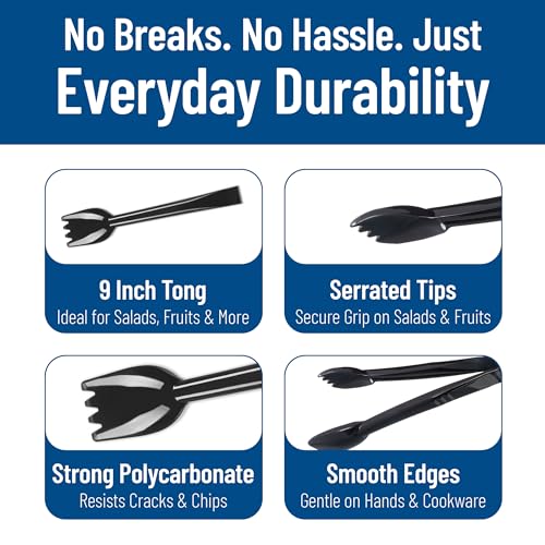 Carlisle FoodService Products CFS Carly Salad Tong, 9" Salad Tong, Black, 1 Pack - color: Black, size: 9" Salad Tong, style: 1 Pack