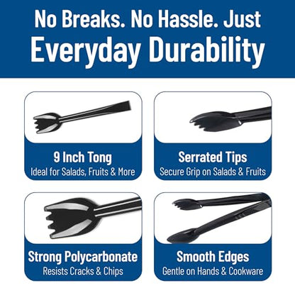 Carlisle FoodService Products CFS Carly Salad Tong, 9" Salad Tong, Black, 1 Pack - color: Black, size: 9" Salad Tong, style: 1 Pack