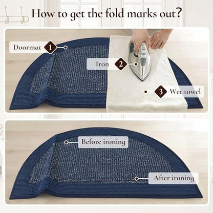 Dirt Trapper Door Mats 24" x 36", Non-Slip & Washable, Blue - color: Blue, size: 24" X 36" (Semicircular)