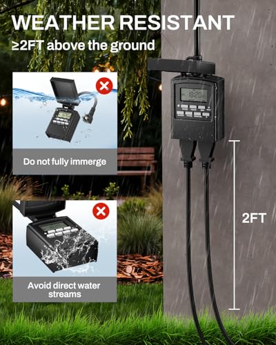 BN-LINK Outdoor 7-Day Programmable Timer Outlet, 2 Outlets - size: With-Lid