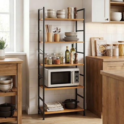 5 Tier Bookshelf, Free Standing Bookcase with Open Storage Shelves - color: Light Wood, size: 5 Tier