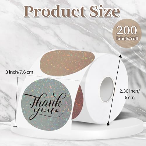 3''Holographic Thermal Label,Round Self-Adhesive Direct Thermal Label,for DIY Logo Design,Name Tag (200/Roll Beige) - color: Beige Gradient Starry Sky, size: 3 inches