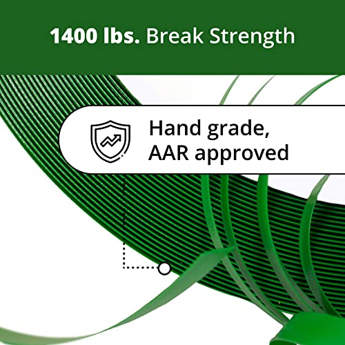 IDL Packaging 5/8" x .035" x 200' Mini Polyester (PET) Strapping Coil, 1400 lbs Breaking Strength, Green - UV, Water and Rust Resistance - Flexible and Strong Packaging Banding - Reduced Handling Cost - size: 5/8W" x 200L' (1400 lbs BS)