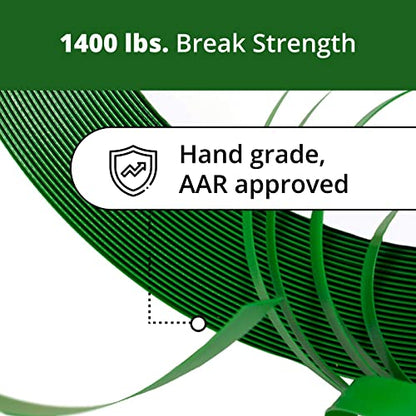 IDL Packaging 5/8" x .035" x 200' Mini Polyester (PET) Strapping Coil, 1400 lbs Breaking Strength, Green - UV, Water and Rust Resistance - Flexible and Strong Packaging Banding - Reduced Handling Cost - size: 5/8W" x 200L' (1400 lbs BS)