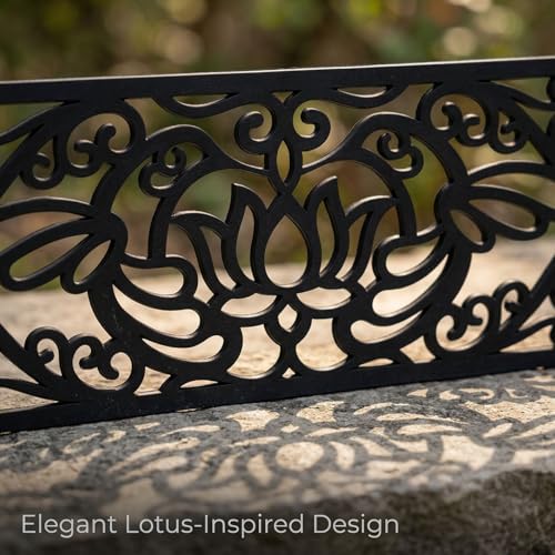YOUEON 4 Pcs Rubber Stair Treads Non-Slip for Indoor & Outdoor Stairs, 29 x 9.5 Inch Heavy Duty Decorative Step Mats with Assembly Kits, Weather Resistant, Easy to Clean, Lotus Cutout, Black