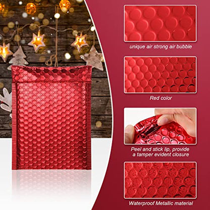 Outus 50 Pcs Bubble Mailers 3 Sizes, Bubble Shipping Envelopes, Red - color: Red