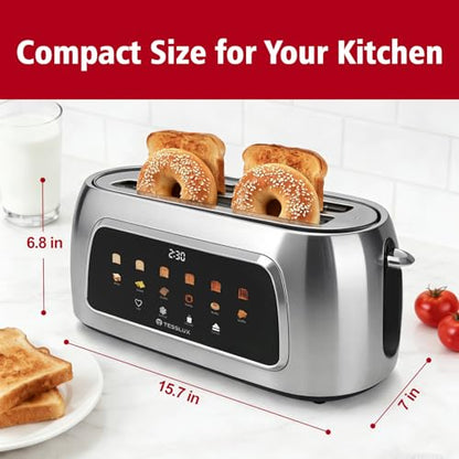 Tesslux 4 Slice Toaster, Touchscreen, 1.5" Long Wide Slot, 1300W, Sliver - color: sliver