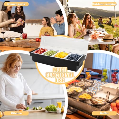 Ice Chilled Condiment Caddy with 4 Removable Trays and Lids - size: 4-Compartment Condiment Holder