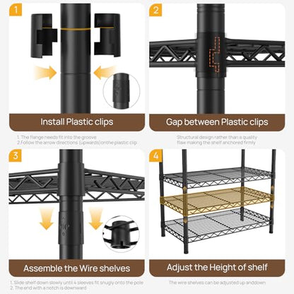 Golpart Heavy Duty Clothing Rack with Adjustable Shelves Clothes Wardrobe - color: Black, size: 15"DX61"WX74.5"H