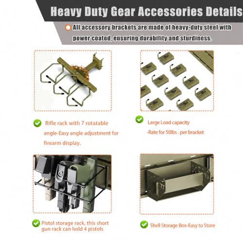 Wall Rack System - Aluminium Heavy-Duty Tactical Storage - color: Green(Full), size: Full