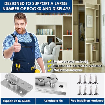 330 LBS Pivot Hinge Set with Magnetic Door Catch for Large & Heavy Wood Doors – HBL’ Hidden Pivot Door Hardware for Bookshelves, Built-in Ball Bearings for Smooth & Quiet Operation. - style: Pivot Hinge 330 Lbs + Magnetic Door Catch