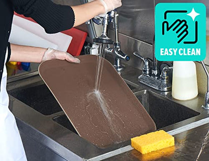 CURTA 2-Pack Restaurant Grade Non-Slip Tray, NSF, 16 Inch x 12 Inch, Plastic Rubber Lined Anti-Skid Rectangular Serving Tray, Brown - color: Brown-rectangular, size: 12 Inch x 16 Inch