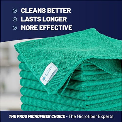 Microfiber Wholesale MW Pro 16x16 Microfiber Wash Cloths - Absorbent Kitchen Dish Rags & Counter Wipes - Heavy Duty Scrubbing Towels for Restaurants & Food Prep (Green, 12-Pack) - color: Green
