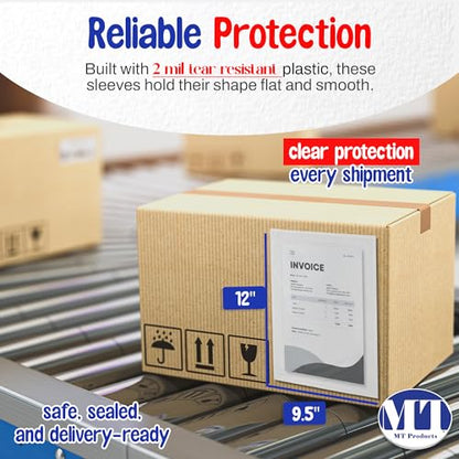 MT Products Clear Plastic Blank Envelope Pouch 9.5" x 12" - Disposable Packing List for Shipping - Pack of 500 - size: 9.5 X 12 Inch