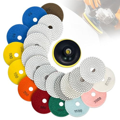 Diamond Polishing Pads Set 7 Inch Tile Wet Dry Polishing Pads Kit - size: 7-inch