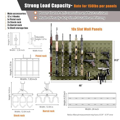 Wall Rack System - Aluminium Heavy-Duty Tactical Storage - color: Green(Full), size: Full
