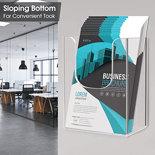 MaxGear Acrylic Brochure Holder 8.5x11 Wall Mount, 4 Pack - size: 8.5"x11"