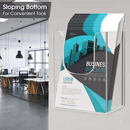 MaxGear Acrylic Brochure Holder 8.5x11 Wall Mount, 4 Pack - size: 8.5"x11"