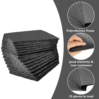 Lemecima 15 Pcs 12" x 8" x 0.5" Black Polyethylene Foam Packing Sheets for Craft, Shipping, Moving