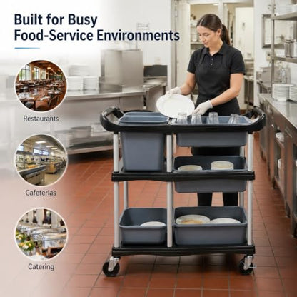 3 Tier Utility Cart Heavy Duty 330lbs Capacity Rolling Service Cart Utility Carts with Wheels Storage Cart Restaurant Supplies Great for Hotel,Kitchen,Laundry Room,Siz:41x18.3x37 - size: 41X18.1X37IN
