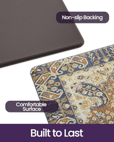 DEXI Kitchen Floor Mats Cushioned Anti Fatigue Runner 24x87 Brown Beige - color: Beige/Brown, size: 87"L x 24"W x 0.4"Th