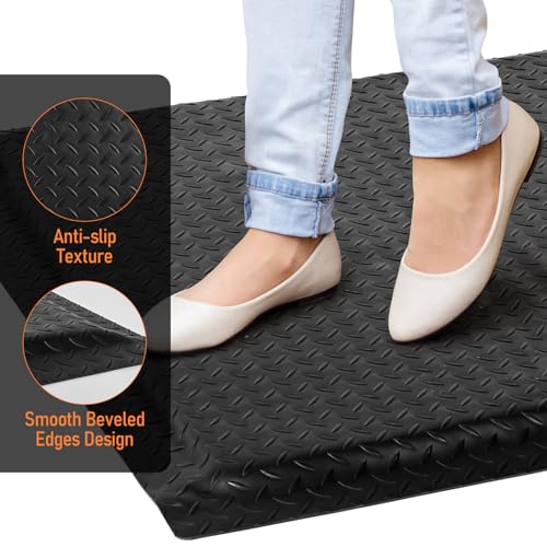 Anti Fatigue Mats Industrial 3' x 7' 15/16" Thick Ergonomic Standing Mat Commercial Heavy Duty Diamond Plate Shop Floor Mats Helps Relieve Back and Leg Soreness - size: 3' x 7'