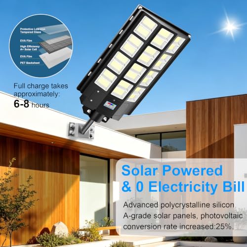 Solar Street Light Outdoor Waterproof Commercial Parking Lot Lights Motion Sensor 10000W LED Floodlight Dusk to Dawn, Outside Solar Lights for Yard Garden Pathway Patio - size: XL-2PCs