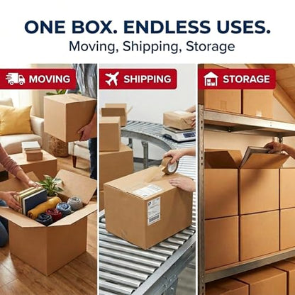 BOX USA Moving Boxes Holds 65lbs, 18"L x 14"W x 12"H (10-Pack) Medium - Corrugated Cardboard Box for Shipping, Mailing, Packing, Packaging and Storage - size: Med 10-Pk 18x14x12"