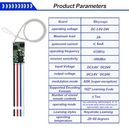433MHz Universal Wireless RF Remote Control Switch DC 6V 12V 24V 1CH Channel Relay Wireless Secure RF Remote Control Switches Transmitter and Receiver kit, Momentary Toggle Latched Delay Mode(3 Pack) - color: 3transmitters and 3 receiver