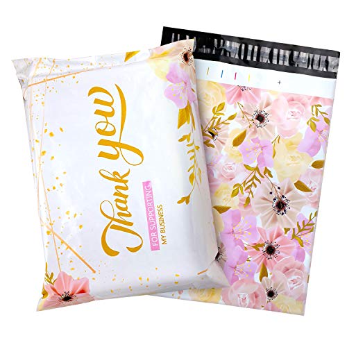 100 Pack Poly Mailers 10x13, Cute Packaging Envelope Mailers Polymailers Packaging for Small Business, Shipping Bags for Clothing Boutique Supplies with Self Seal Strip (Thank You) - color: Thank You