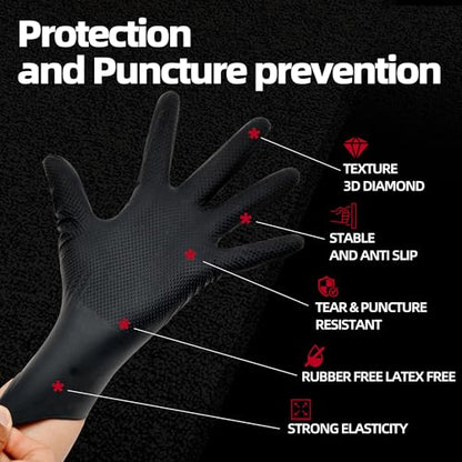 Jointown Upgraded 10 Mil Heavy Duty Nitrile Gloves, Mechanic Gloves Nitrile Disposable, with Raised Diamond Texture - size: X-Large
