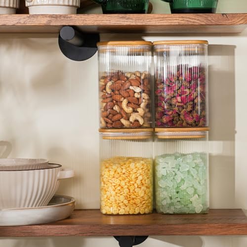 D2scrma 37oz/1.2Qt Square Glass Storage Containers with Lids 4-Pack - size: 37oz*4(Striped)