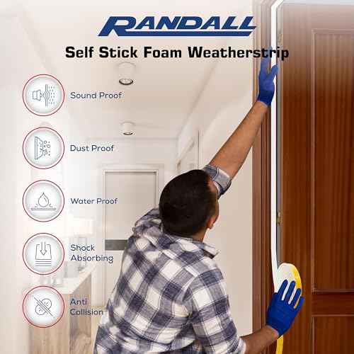 Foam Weather Stripping/Door Window Seal - Weather Stripping Foam Tape, 17 Ft Door Seal Strip, EVA Material, High Density 1/4" Thick, No Residue Adhesive (1" Wide) - size: 1" Wide