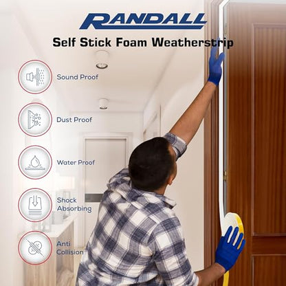 Foam Weather Stripping/Door Window Seal - Weather Stripping Foam Tape, 17 Ft Door Seal Strip, EVA Material, High Density 1/4" Thick, No Residue Adhesive (1" Wide) - size: 1" Wide