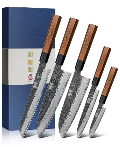 HOSHANHO 5 Pieces Knife Set, 10CR15MOV High Carbon Steel Chef Knife Set - size: 5 Pieces Knife Set
